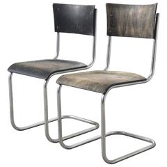 Pair Mart Stam Bauhaus S43 Cantilever Tubular Chairs, 1920s