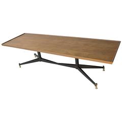 Coffee Table with Wooden Top and Metal and Brass Base, Italy, 1950s 9