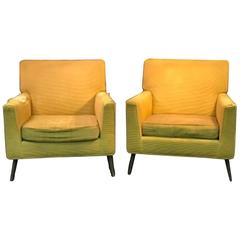 Fabulous Pair of Lounge Chairs Attributed to Paul McCobb in Original Fabric