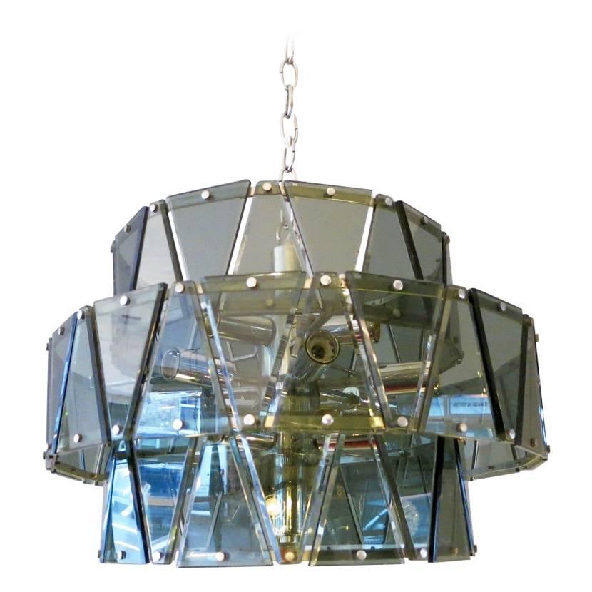 Italian Glass and Chrome Chandelier For Sale