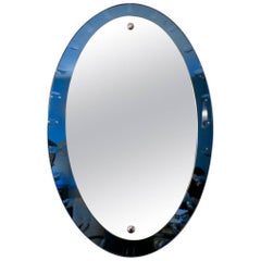 Italian Blue Glass Framed Mirror