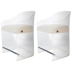 Pair of Mid-Century Lucite Armchairs, Cromed Details, 1960s 3