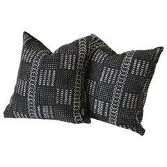 Vintage African Mud Cloth Accent Pillows with Down Insert