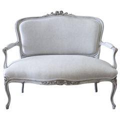 19th Century Hand-Carved and Painted Louis XV Style Settee