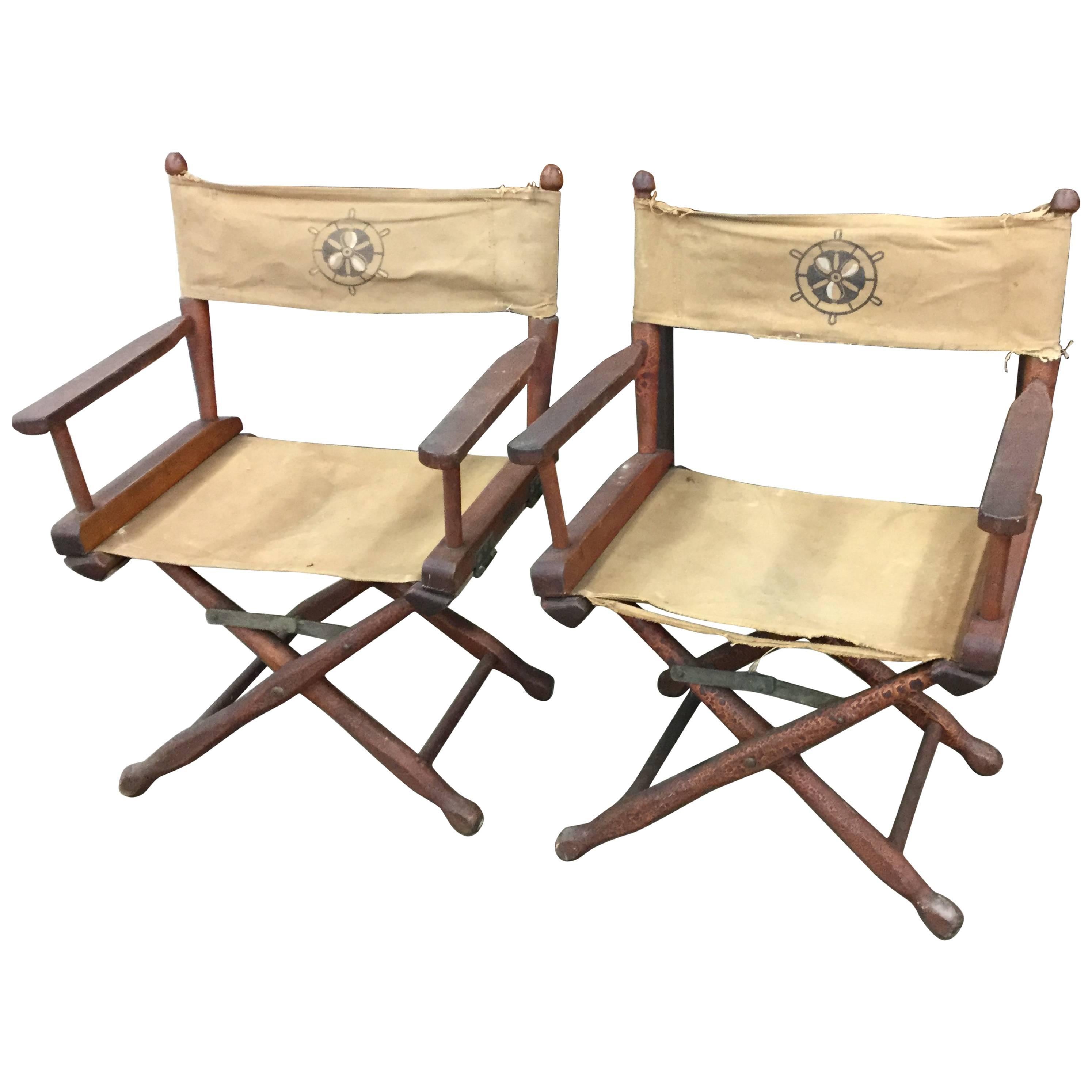 Pair of Vintage Deck/ Directors Chairs Nautical For Sale