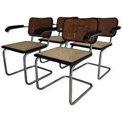 Set of Four Marcel Breuer for Cidue Dining Armchairs Set of Four Marcel Breuer for Cidue Dining Armchairs