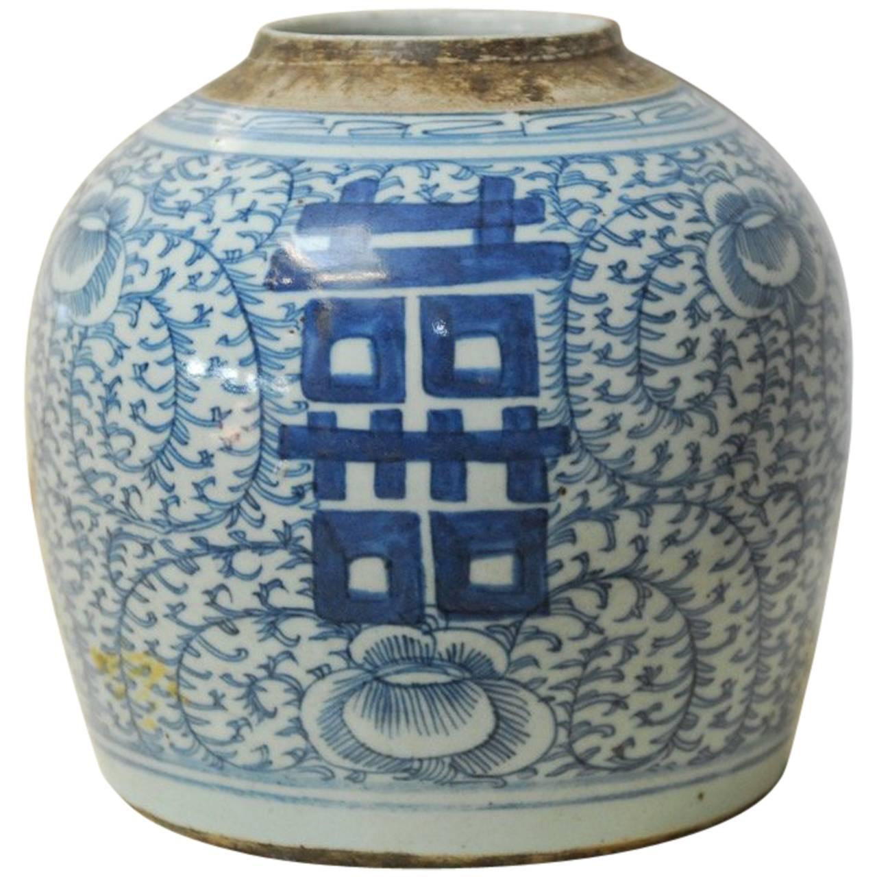 Chinese Blue and White Shuangxi Jar