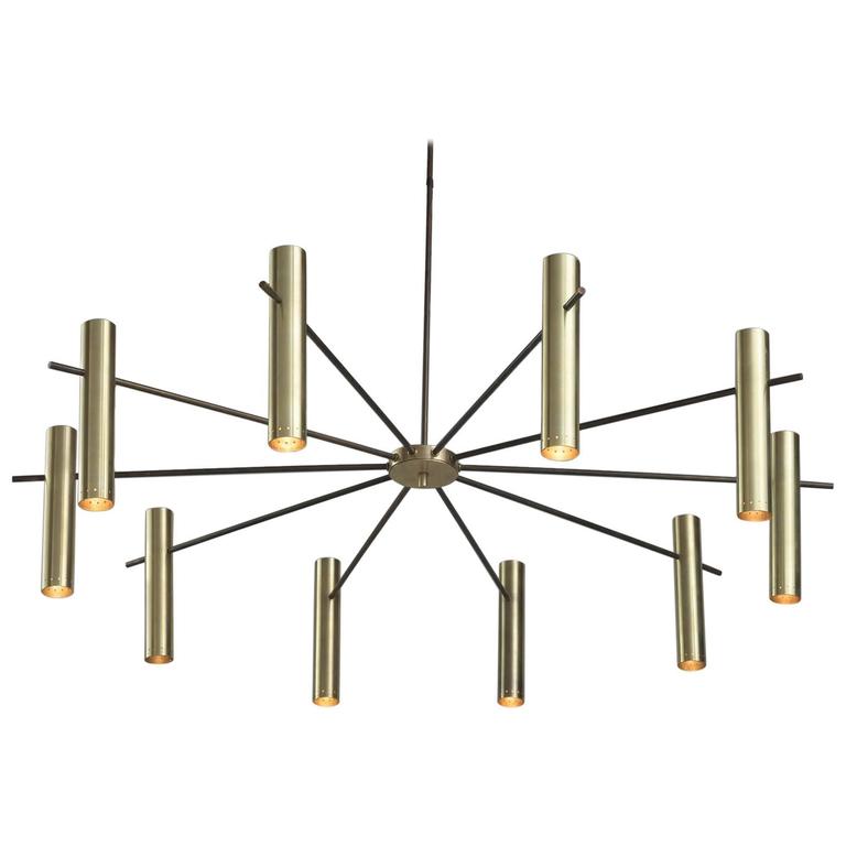 Brass Tube Chandelier, Italy, circa 1970 at 1stDibs
