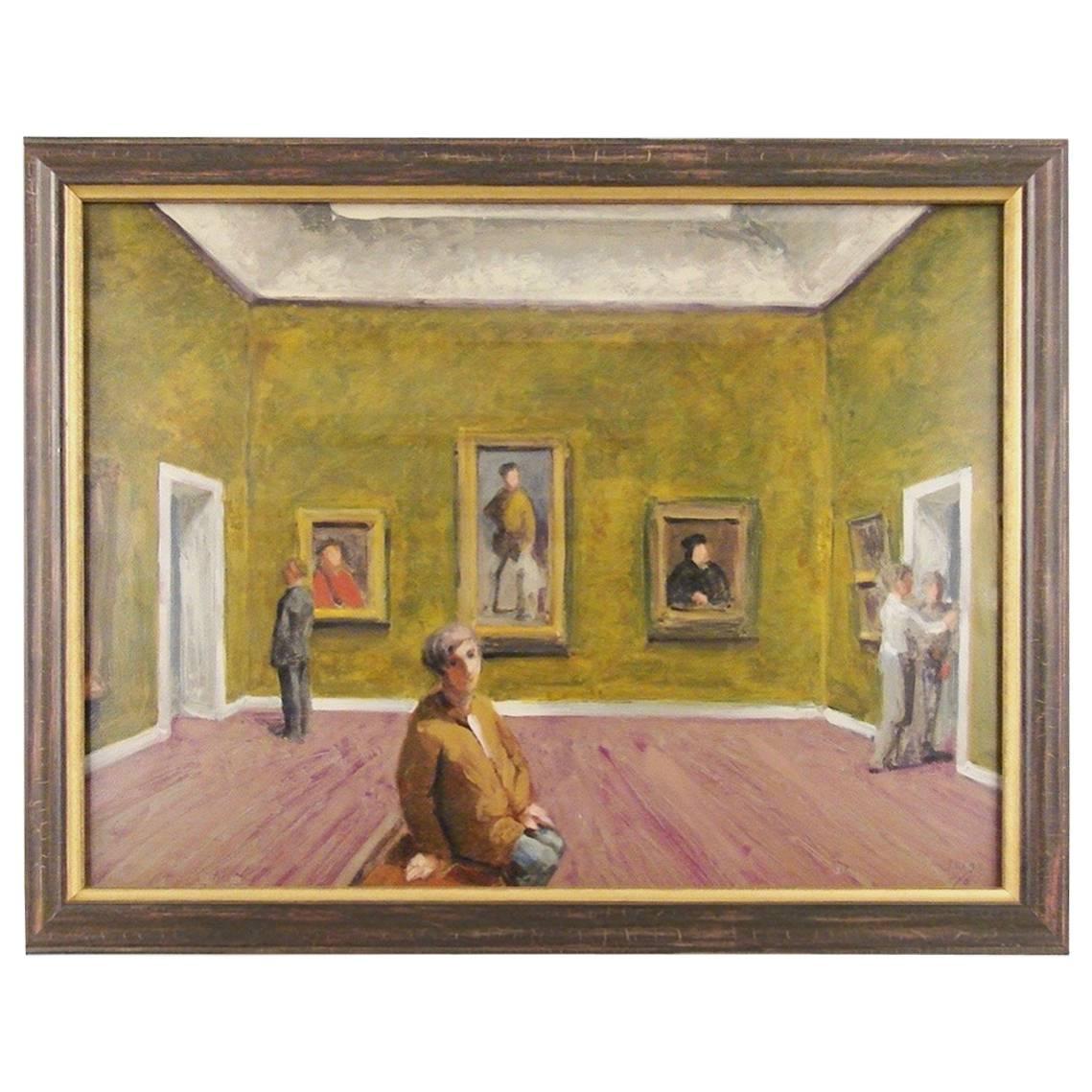  Stan Washburn Colored Lithograph of Museum Interior Gallery 