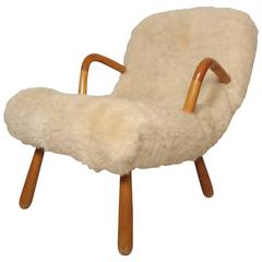 Style of Philip Arctander "Clam Chair" in Lamb Fur