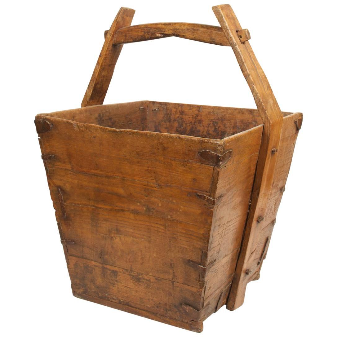 19th Century Japanese Wood Bucket For Sale