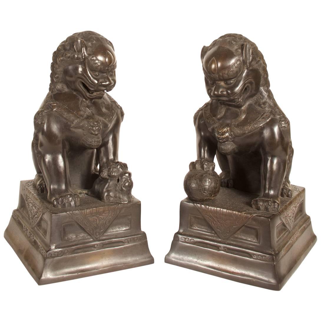 Late 19th Century Foo Dogs Dark Bronze