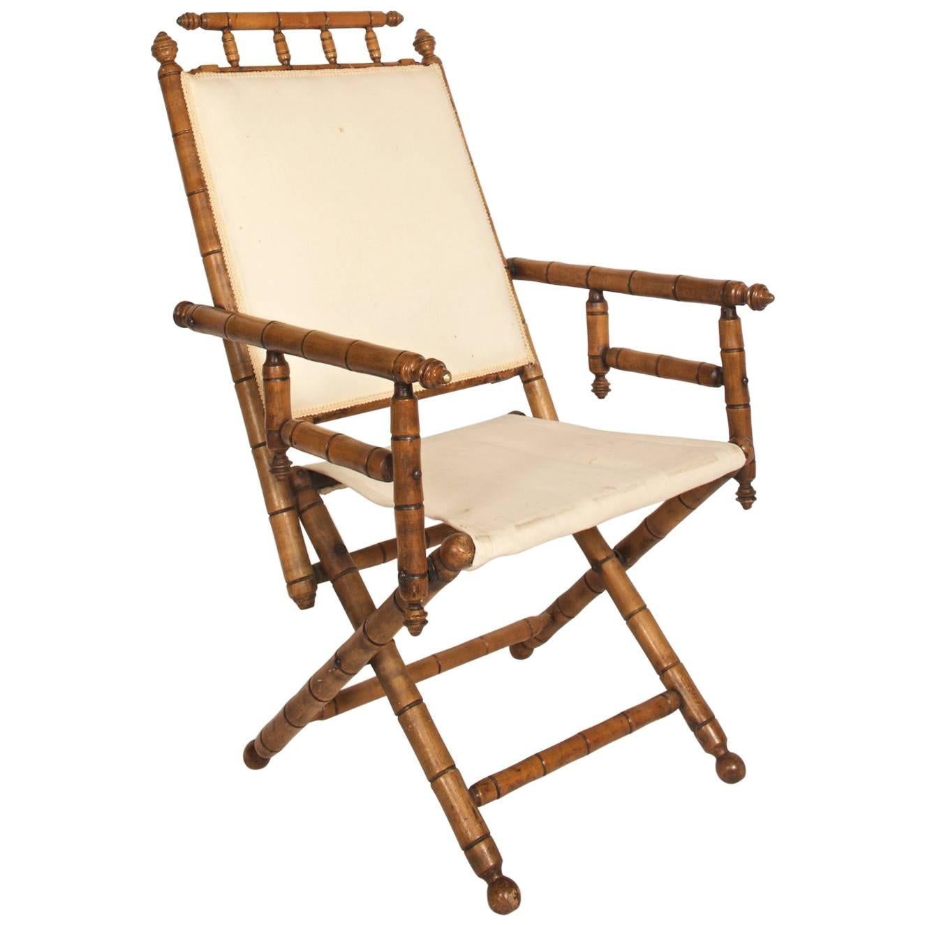 Faux Bamboo Campaign Chair
