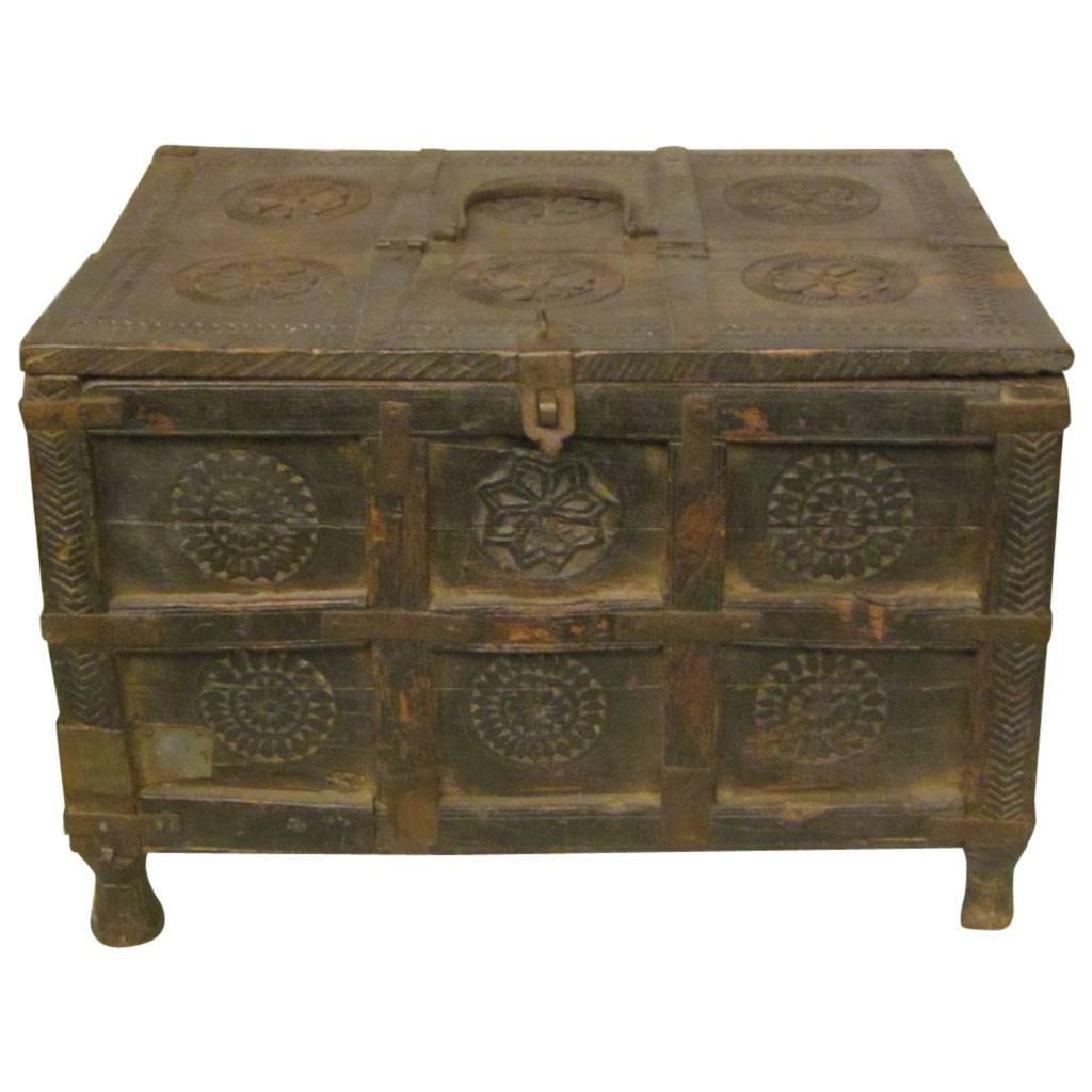 19th Century Indian Wood and Metal Box