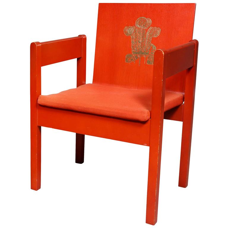 Prince of Wales Red Painted Investiture Chair at 1stDibs