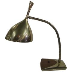 Vintage Brass Goose Neck Laurel Desk Lamp