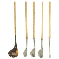 Set of Five Playable Hickory Golf Clubs