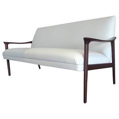 Vintage Mid-20th Century White Danish Sofa by Ole Wanscher