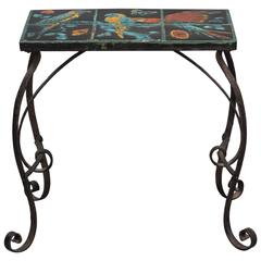 Taylor Six Tile Parrot Wrought Iron Table