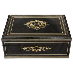 Napoleon III Boulle Style Marquetry Box Brass, Copper, Mother-of-Pearl, France 9