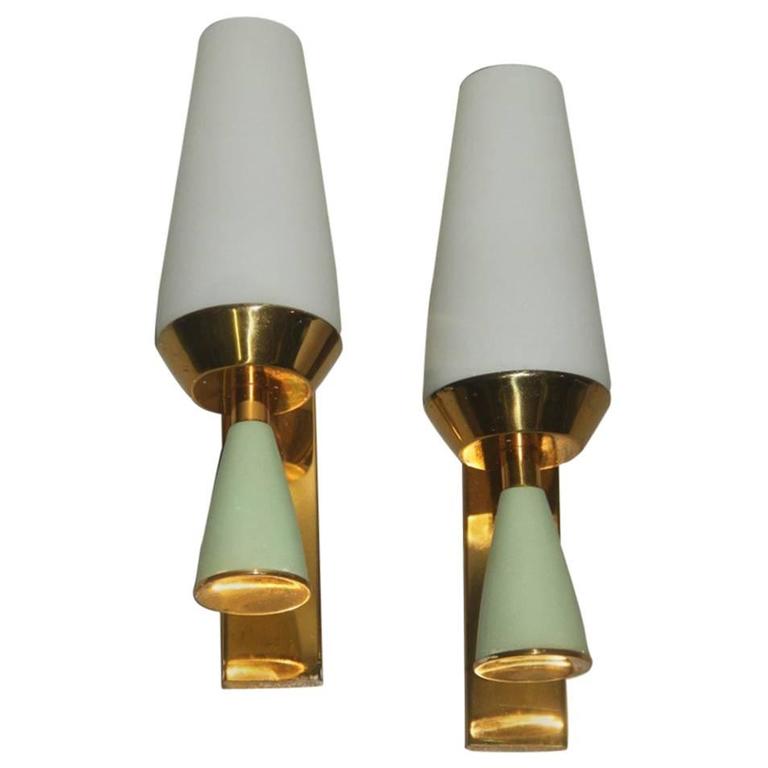 Pair Of Italia Mid Century Wall Sconces 1960s