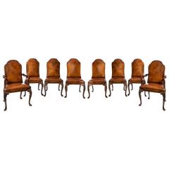 Set of Queen Anne Style Walnut Dining Chairs