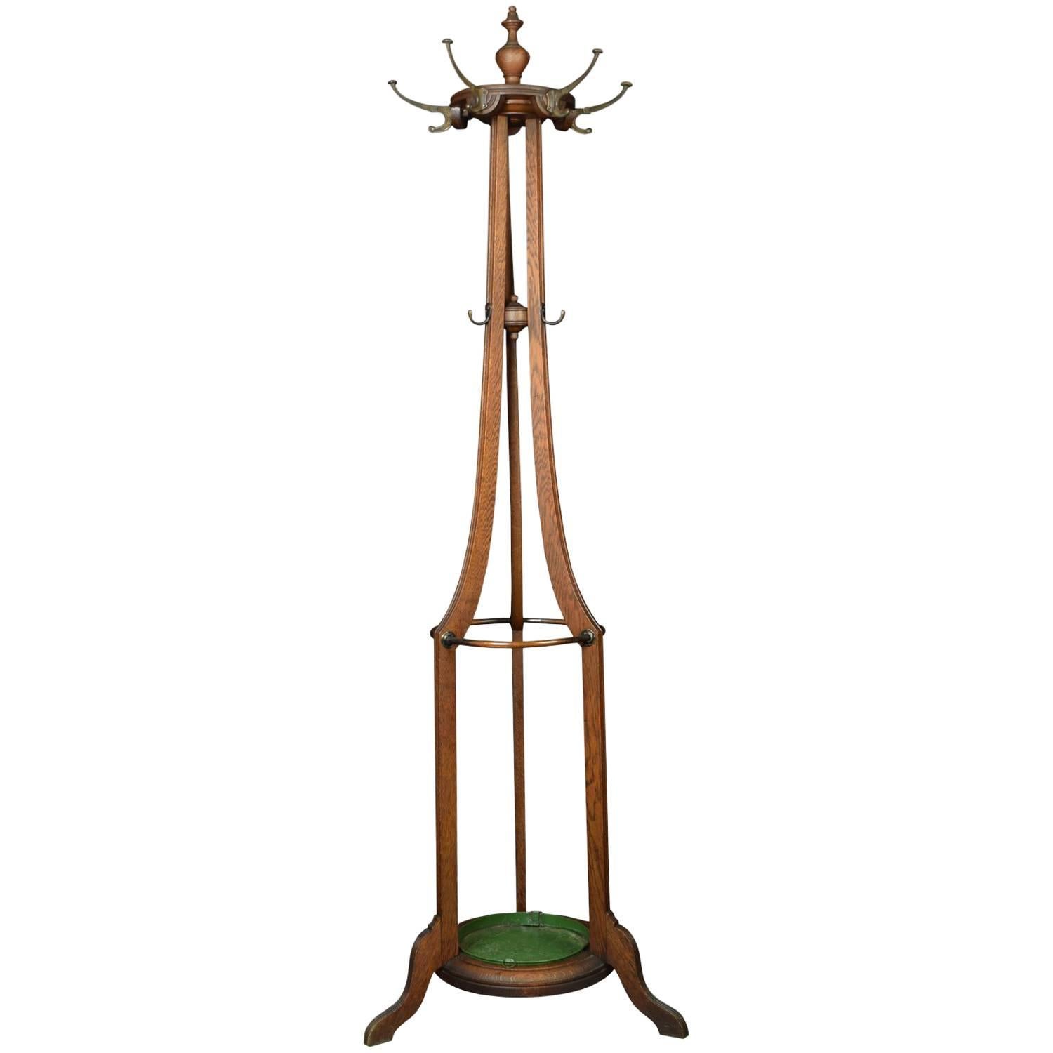 Art Nouveau Oak Coat Stand