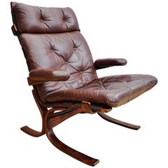 Mid-Century Vintage Norwegian Westnofa Brown Leather Lounge Armchair, 1960s-1970s