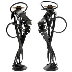 Pair of Albert Paley "Double Shear Candleholders", Steel and Bronze, 2014 8