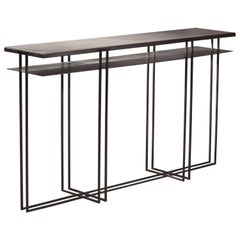 Cross Binate Console — Large — Blackened Steel Frame — Honed Cumbrian Slate Top