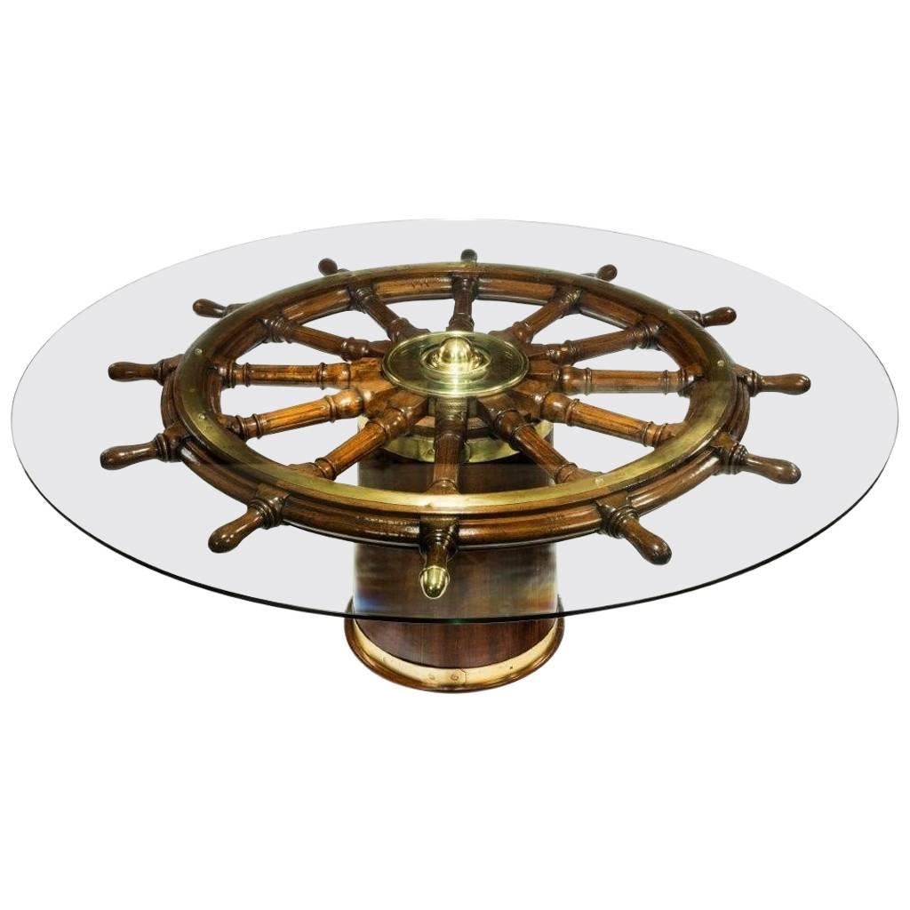 Very Large Table Made from a Late 18th Century Ship's Steering Wheel