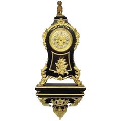 Napoleon III Ebony and Gilt Bronze Wall Clock and Plinth, France, 19th Century