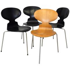 Set of Four Arne Jacobsen for Fritz Hansen Three-Leg Ant Chairs 5