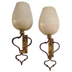 Exceptional Wall Sconces by Seguso, 1950