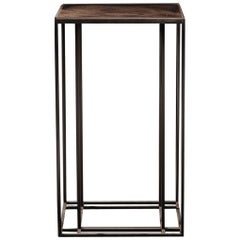 Loft Binate Side Table — Blackened Steel Frame — Patinated Brass Top