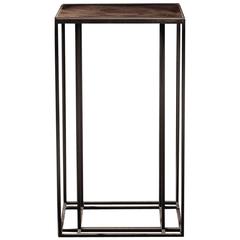 Loft Binate Minimal Art Deco Occasional Table in Blackened Steel and Brass 5