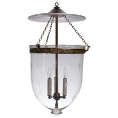 Large 19th Century Bell Jar Lantern with "Star" Etching