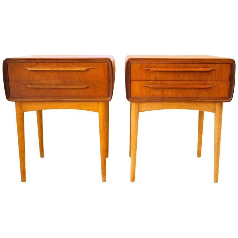 Pair of Danish MidCentury Modern Night Tabels in Teak by Johannes