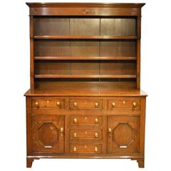 Oak and Mahogany Early 19th Century Antique Welsh Dresser and Rack