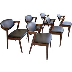 Set of Six Kai Kristiansen Mid-Century Modern Chairs Model 42 in Rosewood