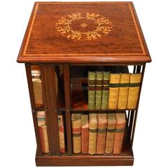 Beautiful Mahogany Inlaid Edwardian Period Antique Revolving Bookcase