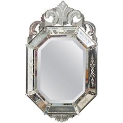 1930s Octagonal Venetian Mirror with Cartouche