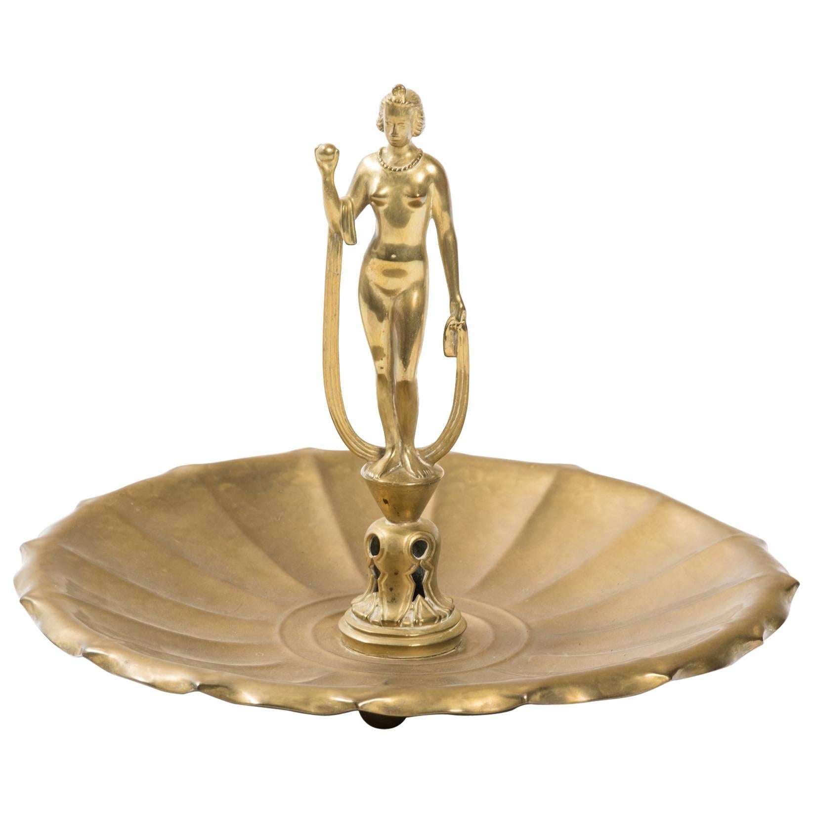 Art Deco Brass Figural Centerpiece For Sale