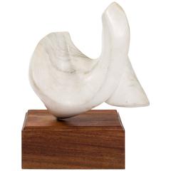 Abstract Marble Sculpture on Wood Base
