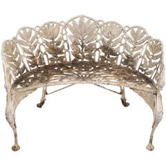 1920s Curved Iron Garden Bench with Griffin Arms