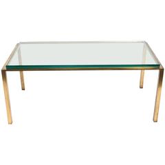Solid Brass and Thick Glass Top Cocktail Table 12