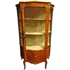 French Serpentine Marquetry Display Cabinet