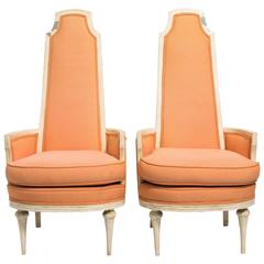 Used Pair of Hollywood Regency High Back Chairs