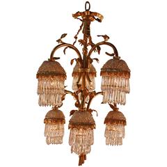 Exquisite Mid-Century Bronze and Crystal French Chandelier by Maison Bagues