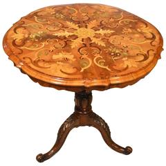 Fine Exhibition Quality Victorian Period Walnut and Marquetry Inlaid Antique Tri